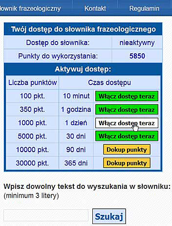 Aktywacja dostępu do słownika 1